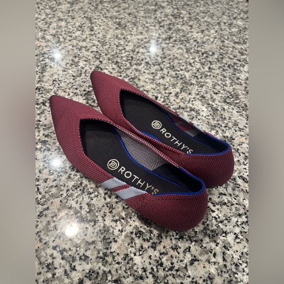 EUC, Rothy’s, Retired Magenta Racing Stripes, Point Toe Flats, Women’s Size 8 🤍 - Picture 4 of 10